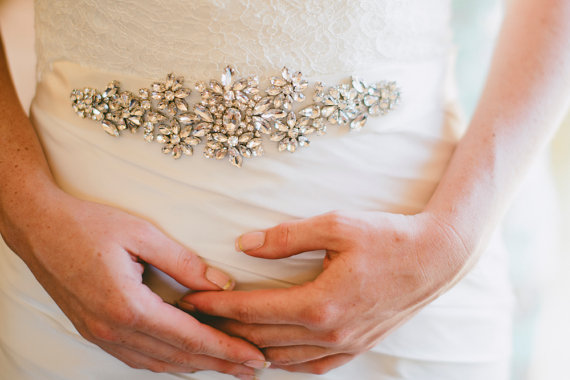زفاف - Bridal Sash - Wedding Dress Sash Belt - Crystal Rhinestone Wedding Sash - Ivory Rhinestone Bridal Sash