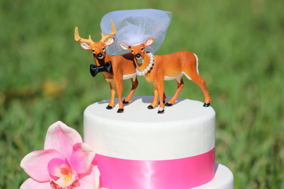 Wedding - Deer Wedding Cake Topper - Mr & Mrs Deer - Bride and Groom - Rustic Country Chic Wedding