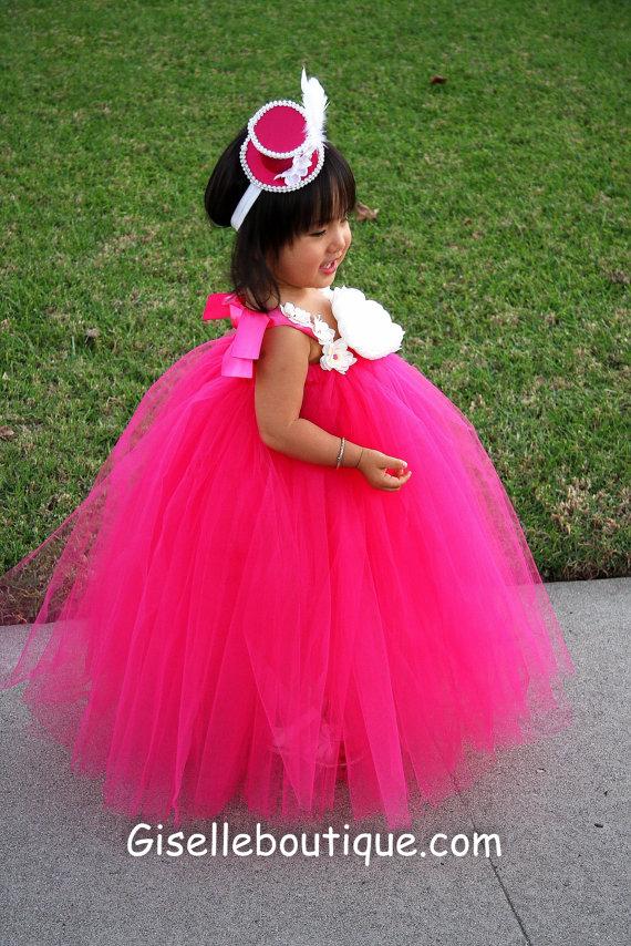 زفاف - Flower girl dress Hot Pink TuTu Dress. baby tutu dress, toddler tutu dress, wedding, birthday,