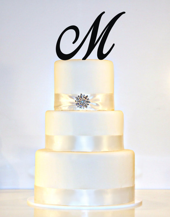 Wedding - Custom - 5 inch Monogram Acrylic Wedding Cake Topper in Any Letter A B C D E F G H I J K L M N O P Q R S T U V W X Y Z