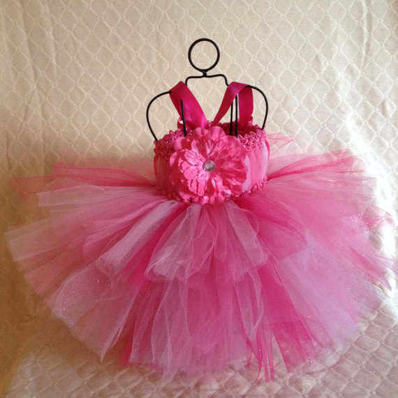 Mariage - Pink Sparkle tutu dress baby to toddler flower girl dress Birthdays, Photos, Special Occasion, Princess Party Dress, flower girl