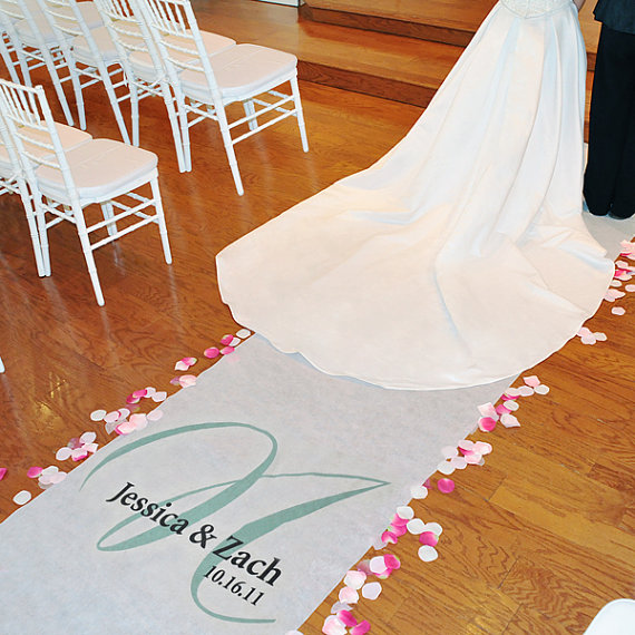 Hochzeit - Monogram Wedding Aisle Runner Personalized
