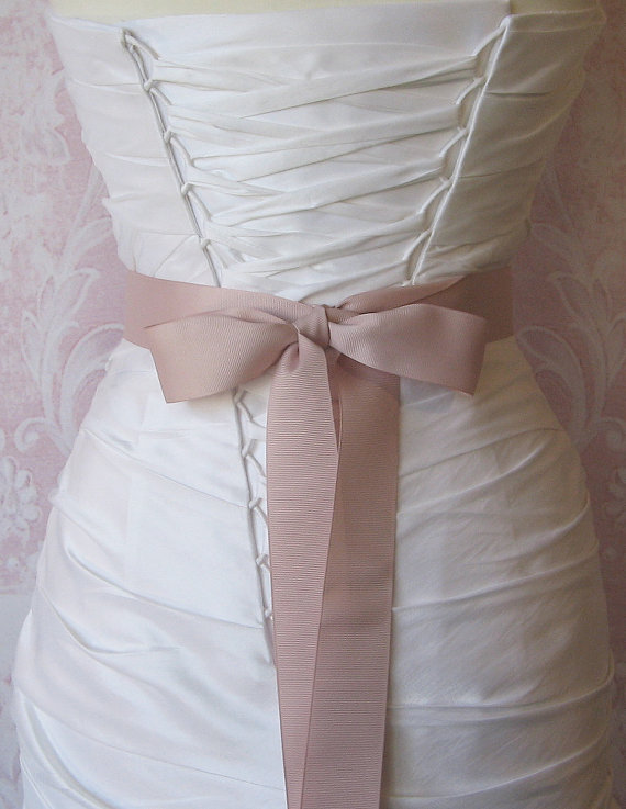 زفاف - Blush Grosgrain Ribbon, 1.5 Inch Wde, Pale Mauve Ribbon Sash, Pink Bridal Sash, Wedding Belt, 4 Yards