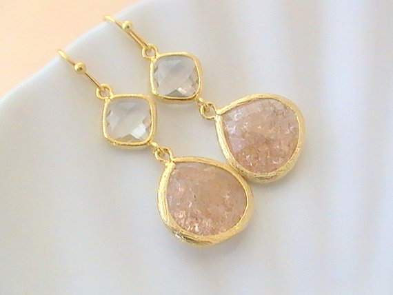زفاف - Coral Earrings- Bridal Earrings- Bridesmaid Gift- Peach Jewelry- Peach Earrings- Maid of Honor- Wedding Jewelry- Bridal Jewelry- Drop Dangle