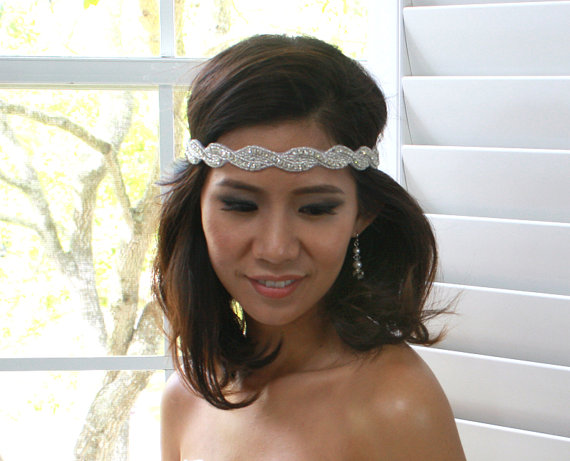 Wedding - SALE - AMELIA - Vintage Inspired Crystal Rhinestone Bridal Headband, Wedding Crystals Headbands, Bridal Hair Accessories, Bridal Headpiece