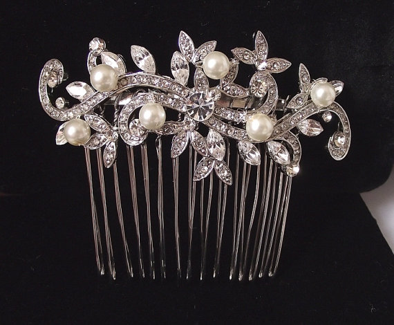 Hochzeit - Wedding hair comb, pearl bridal hair comb, pearl hair comb, swarovski hair comb, pearl wedding comb,bridal hair accessories,bridal jewelry