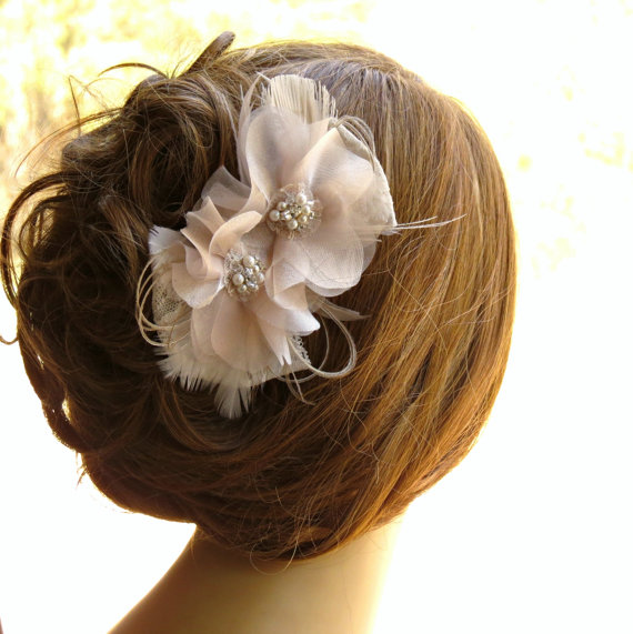 Wedding - Flower Headpiece, Bridal Hair Flower, Hair Accessories, Floral Lace Pearl Rhinestone Wedding Flower Hair Clip, Bridal Hair Piece