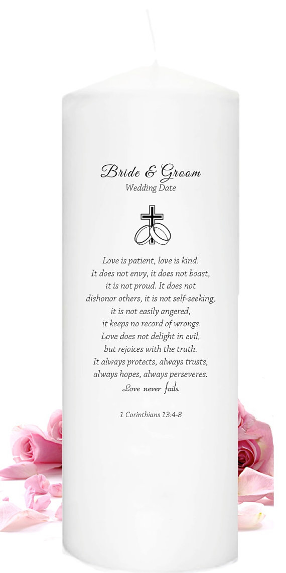 Wedding - Love is Patient Love is Kind Unity Candle Personalized for your wedding