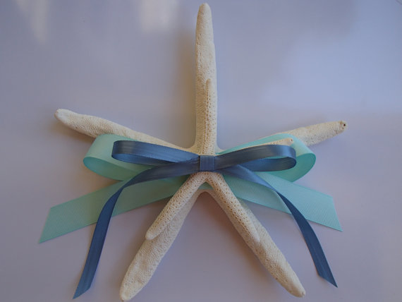 Wedding - Ring Bearer Starfish - Beach Wedding  - Starfish - Hawaii Blue Seafoam - Rustic - Tropical Pillow Nautical Ringbearer Flowergirl Flower Girl
