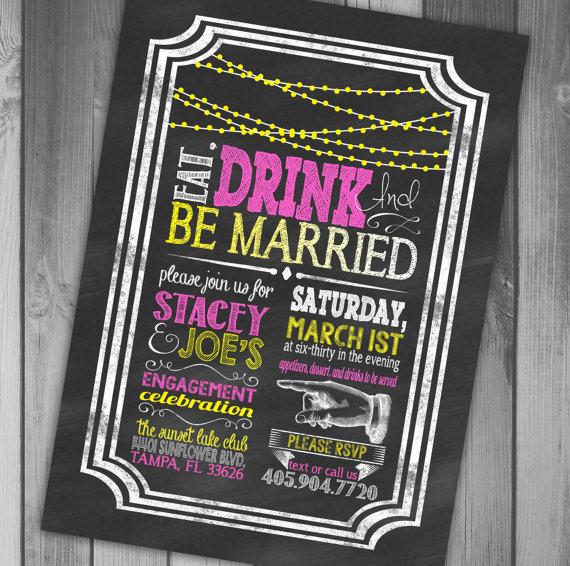 Hochzeit - Chalkboard Engagement Invitation Just Engaged Invitation Engagement Party Invitation Wedding Engagement