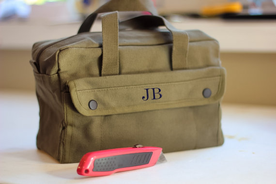Mariage - Groomsmen Personalized Military Style Mechanics Canvas Tool Bag Kit Ammo Bag Car Bag Emergency bag Groomsman ~Valentines gift~Anniversary