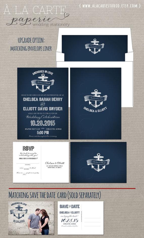 Свадьба - Nautical Anchor Wedding Invitation and RSVP Card