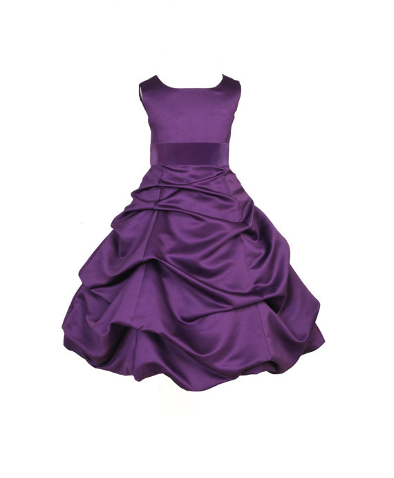 Purple Flower Girl Dress Tie Sash Pageant Wedding Bridal Recital