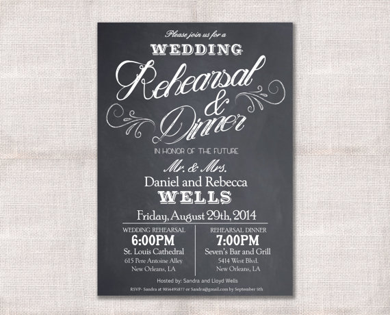 زفاف - Wedding Rehearsal Dinner Invitation custom printable 5x7