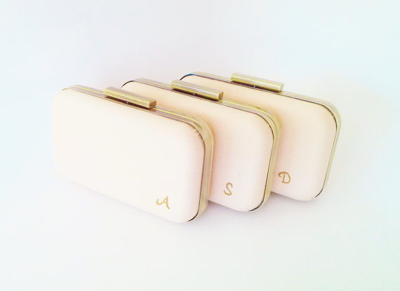 Wedding - wedding clutches, bridesmaids clutches, set of 3 clutches, peach and gold wedding, mint weddings, summer weddings, peach wedding clutches