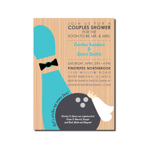 Wedding - Wedding Bowling Invitation - Couples Shower or Rehearsal Dinner - Personalized Printable File or Print package Available -  -PIA7