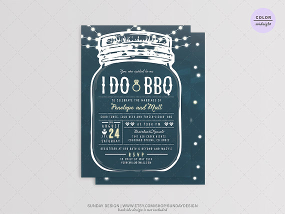Свадьба - String of Light - I DO BBQ Invitation Card - DIY Printable Digital File - Rehearsal Dinner, Engagement Party, Wedding and Couples Shower