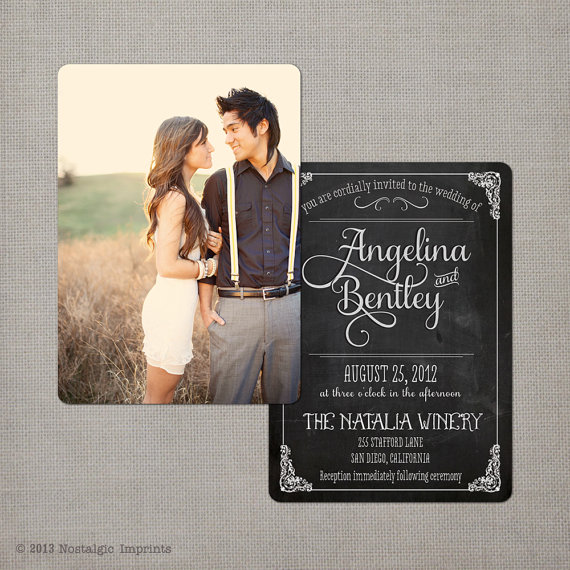 زفاف - reserved for roxywar - Chalkboard Wedding Invitation - the "Marianne/Angelina"