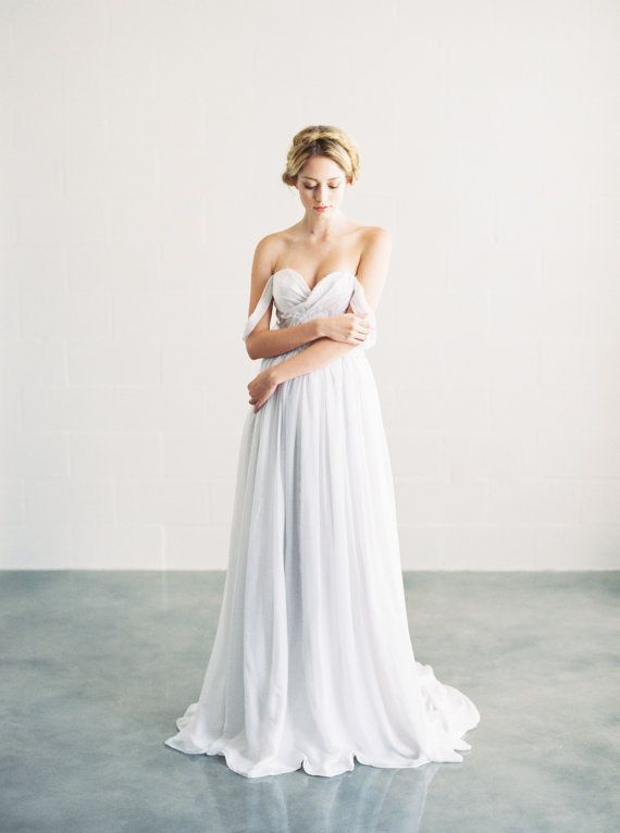 Hochzeit - Ivy - Silk Chiffon Grey Wedding Dress