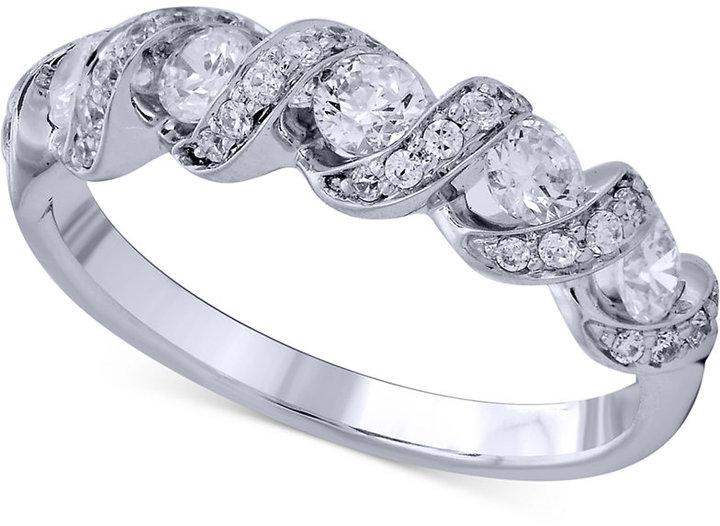 Hochzeit - Diamond Swirl Engagement Ring in 14k White Gold (3/4 ct. t.w.)