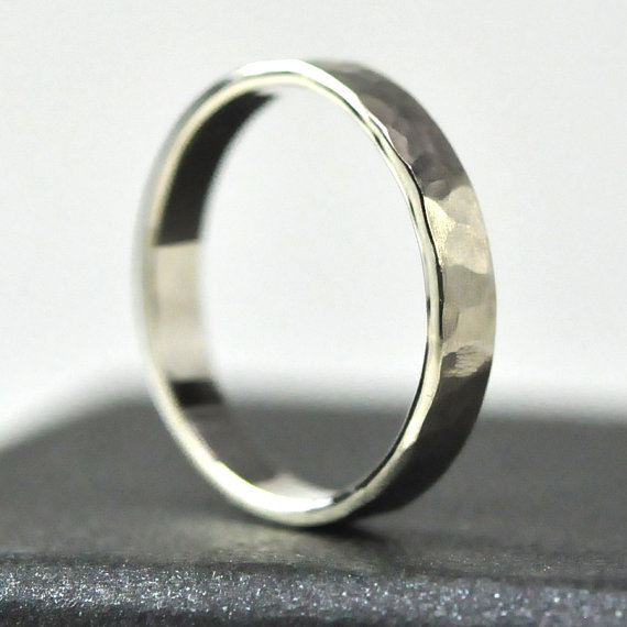 Wedding - 14K Palladium White Gold Wedding Ring, 3mm Hammered Matte Eco Friendly Ring size 6.25-9 this listing, any size available, Sea Babe Jewelry