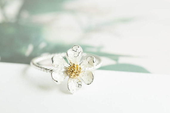 زفاف - Lovely daisy ring,ring,anniversary ring,bridesmaid gift,engagement gift,unique rings,cute rings,rings for women,silver daisy ring,skd502