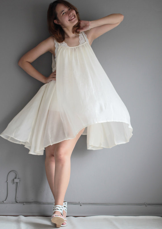 زفاف - I'm a traveller.....Dress  Ivory cotton mix silk (one size fit all sizes)
