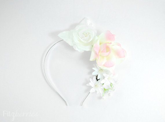 Mariage - Floral bridal hair accessories - Flower bridal hair accessories for women - Ivory white floral wedding hairpiece - Romantic floral headband