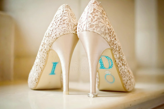 Wedding - BLUE "I Do" Wedding Shoe Rhinestone Applique