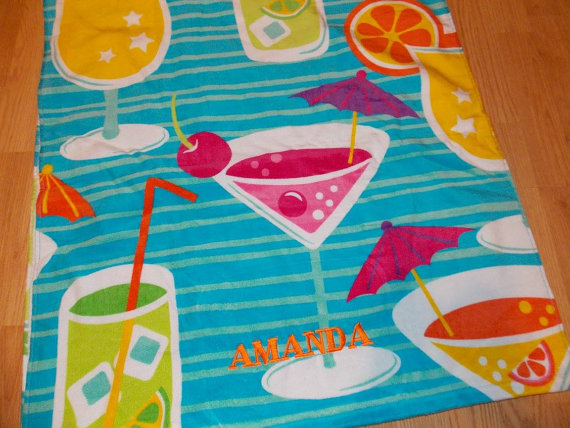 زفاف - Cocktails Personalized Beach Towel, Monogrammed Towel, Pool Party,  Birthday Gift, Monogram Beach Towel, Bridesmaid Gift, Bachelorette Party