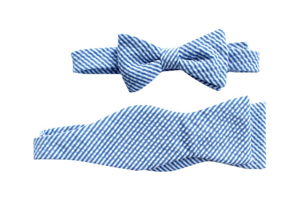 زفاف - Father Son Bow Tie Sets - Dark Blue Seersucker