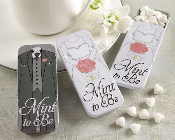 Wedding - Bride And Groom Slide Mint Tins With Heart Mints