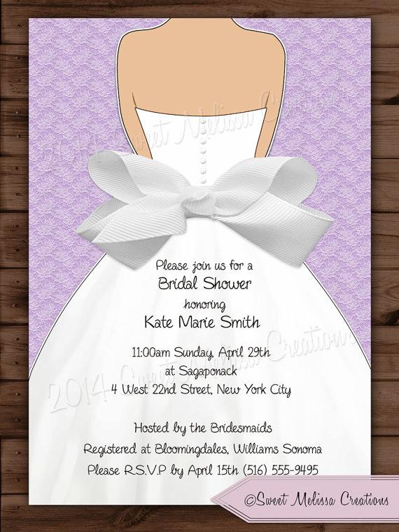 Wedding - Bridal Shower Invitation Lace & Bow Design - Multiple Colors  - DIY - Print at home - Sweet Melissa Creations