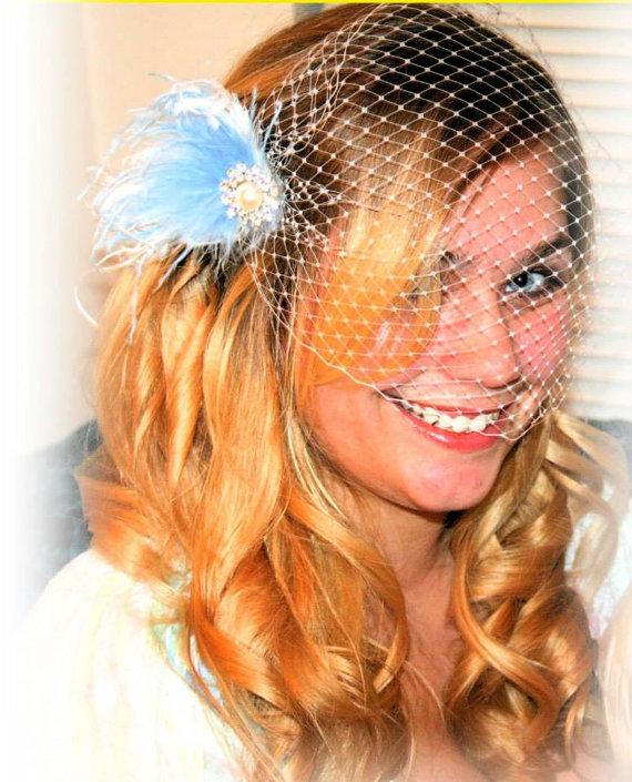 Mariage - Separate bandeau style birdcage veil WITHOUT fascinator, handmade russian netting birdcage veil, colored birdcage veil, bridal accessory