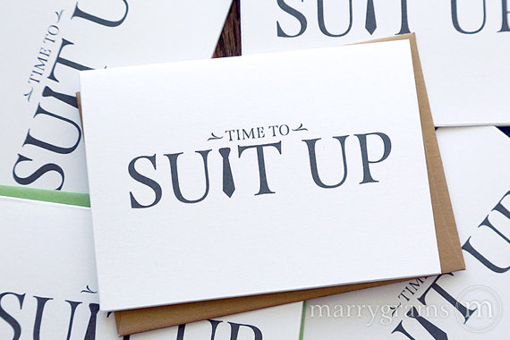 Wedding - Time to Suit Up - Will You Be My Groomsman Card, Best Man, Usher, Ring Bearer- Wedding Cards for Guys to Ask Groomsmen, Guys (Set of 6)