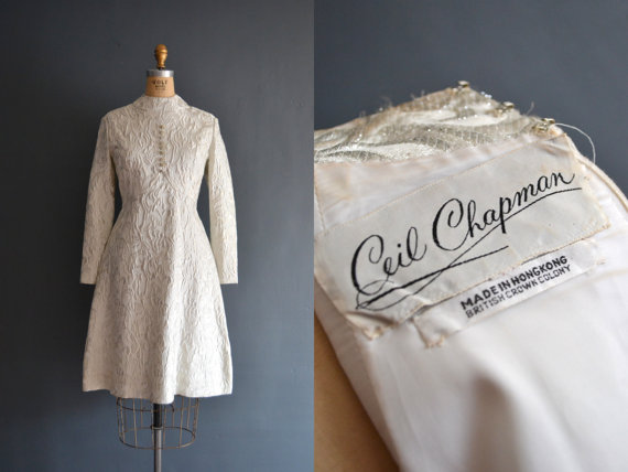 زفاف - Ceil Chapman dress / 60s wedding dress / 1960s wedding dress