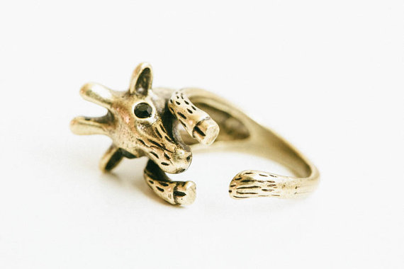 Hochzeit - Vintage burnished giraffe adjustable ring,animal ring,adjustable rings,cute rings,couple rings,mens rings,unique ring,bridesmaid gift,skd476