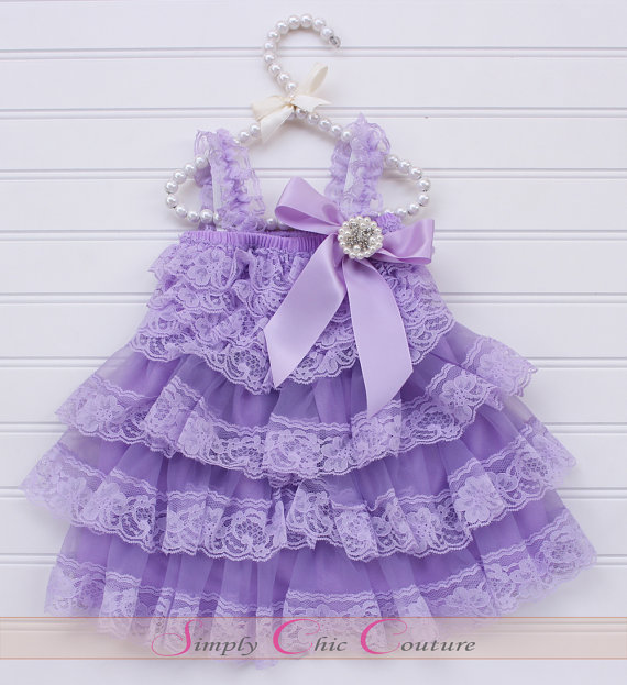 Wedding - Lavender Lace Rustic Flower Girl Dress, Lilac Lace Dress, Flower Girl Dress, Country Chic Flower Girl Dress, Rustic Lace Wedding Dress