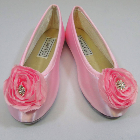 Свадьба - Exquisite Custom Flower Girl Shoes - Custom Embellished Satin Flower Girl Slippers - Flower Girl Satin Ballet Slippers