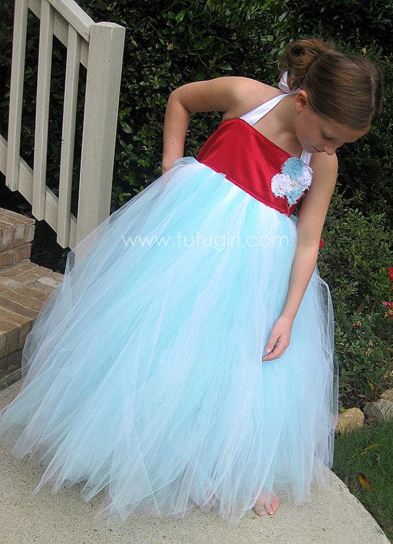 زفاف - Aqua and Red Tutu Dress, Flower Girl Dress, Birthday Dress, Photoshoots, Parties, Baby, Toddler, Girls