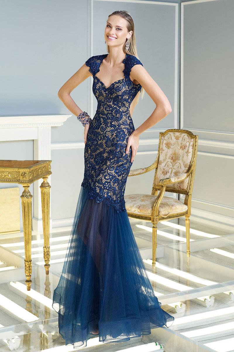 Hochzeit - Mermaid/Trumpet Tulle,Lace Queen Anne Empire Floor-Length Prom Dress