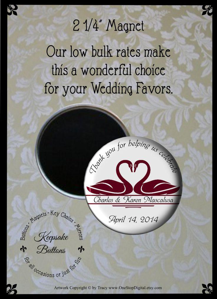 Hochzeit - 2.25" Custom Wedding Magnet, Wedding Favors, Swan Wedding Favors, Custom Wedding Favors, Wedding Keepsake, Refrigerator Magnet