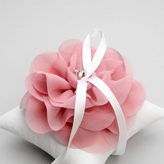 Mariage - Wedding ring pillow, bridal ring pillow, flower ring pillow - Aria