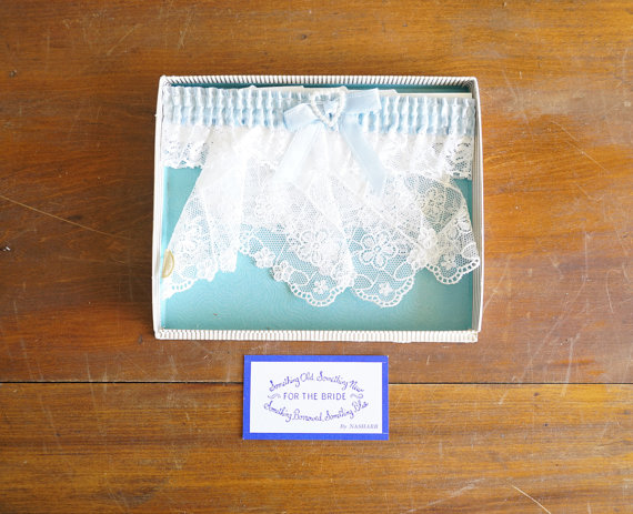 زفاف - Vintage NWT Wedding Garter Belt for the Bride Something Blue