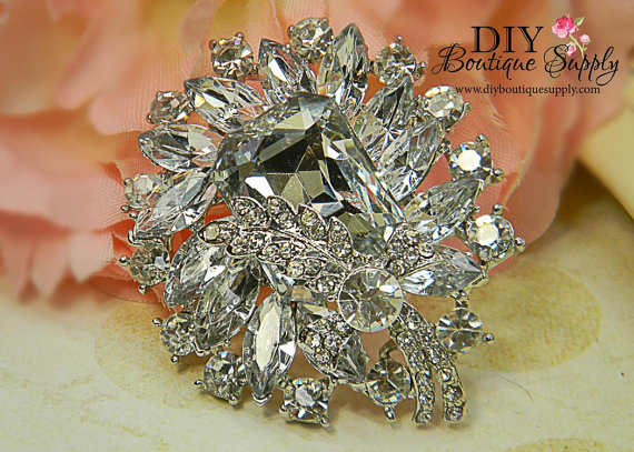 زفاف - Wedding Brooch Pin Rhinestone Brooch - Large Brooch  Bridal Accessories - Crystal Brooch Bouquet - Bridal Brooch Sash Pin 65mm 331198