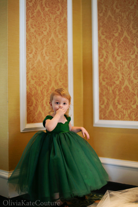 Hochzeit - Emerald Flower Girl Dress