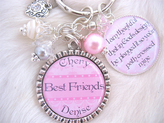 Wedding - BFF Necklace Keychain PERSONALIZED Friendship  Bracelet, Best Friends, BFF Jewelry Wedding Gift  Mother Daughter