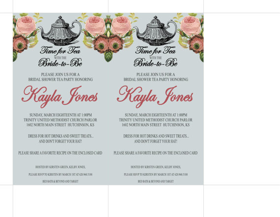 Hochzeit - Bridal Shower -Vintage Tea Party Invitation (Printable)