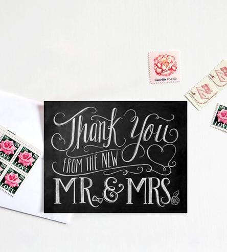 Wedding - From Mr. & Mrs. Chalkboard Art Thank You Cards