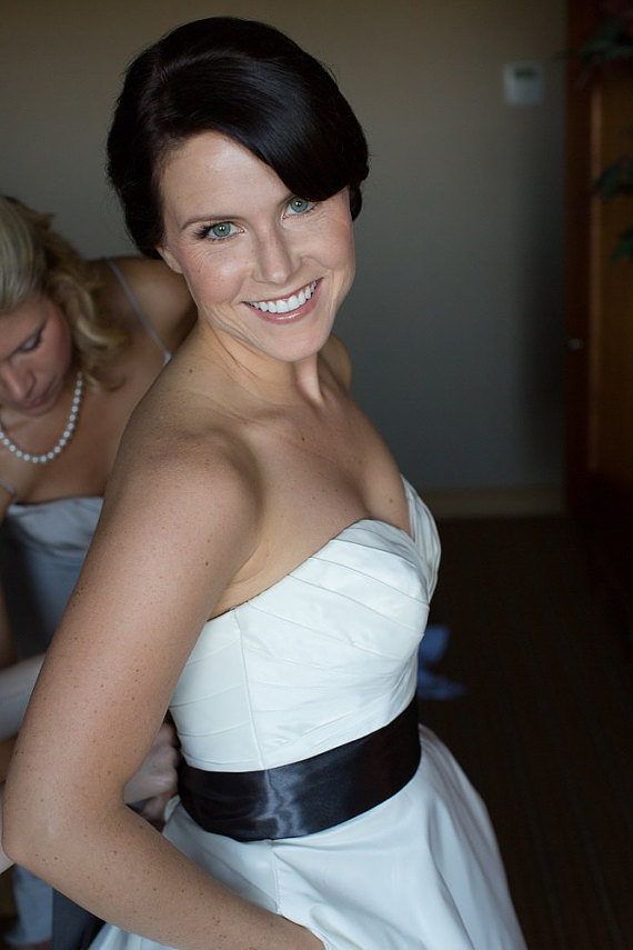 Hochzeit - Gray Wedding Sash, Bridal Sash, Bridal Belt --  A Long Satin Ribbon Sash for your Wedding Dress